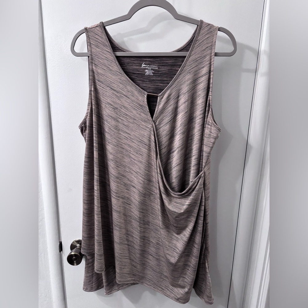 Lane Bryant Muted Gold Drape Tank Top V-neck, size 18/20